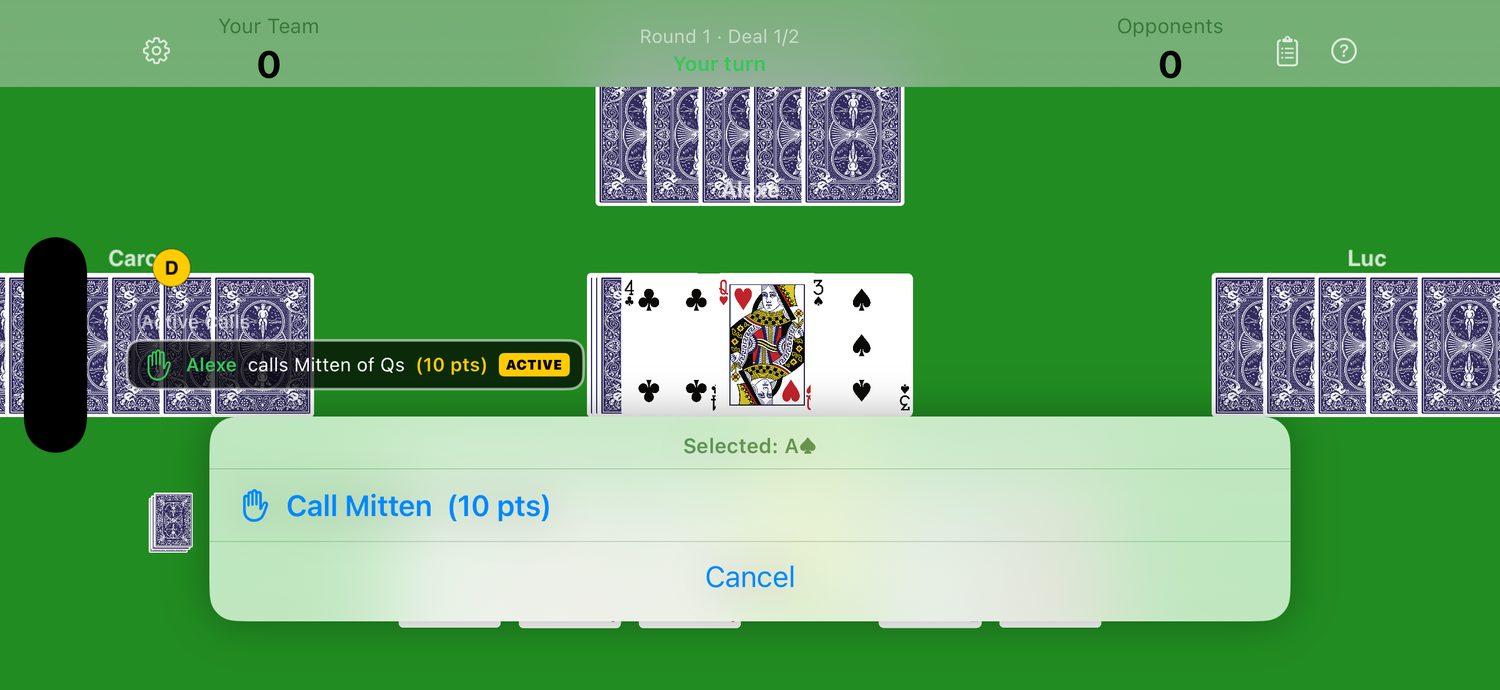 Action menu with Call, Steal and Play
