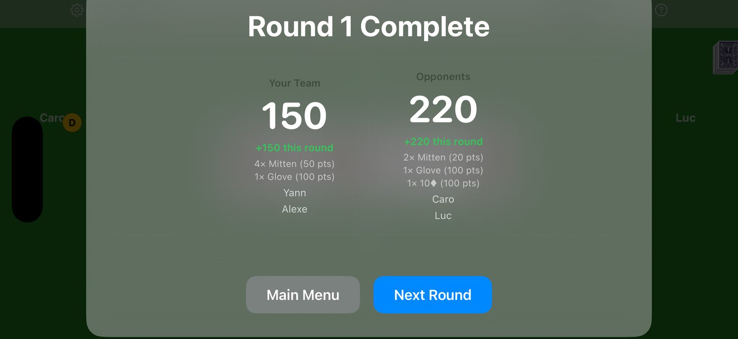 Round-end score breakdown